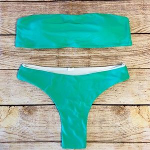 Strapless Two Piece Bandeau Bikini Set